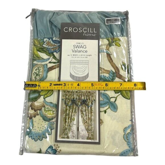 Croscill Home Swag Valance Corfu Sky Blue Floral NEW 44" x 28" Curtain Cotton - Picture 6 of 6